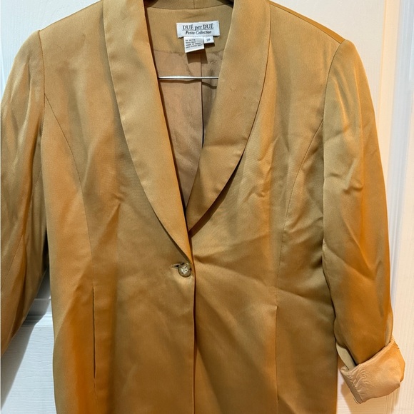 Chic Gold 100% Silk Women's Blazer Old Money - Picture 7 of 8